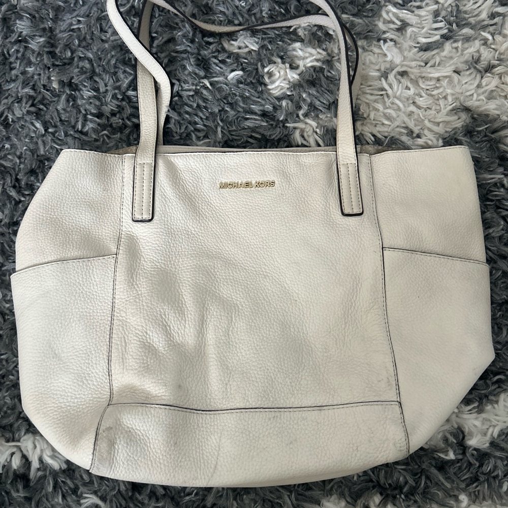 Michael Kors Shoulder Bag Tan Pebbled Leather Detachable Lining Bag Hobo Slouchy